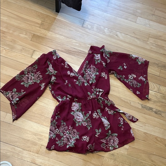 Rue21 Burgundy Floral Dress - Picture 1 of 4